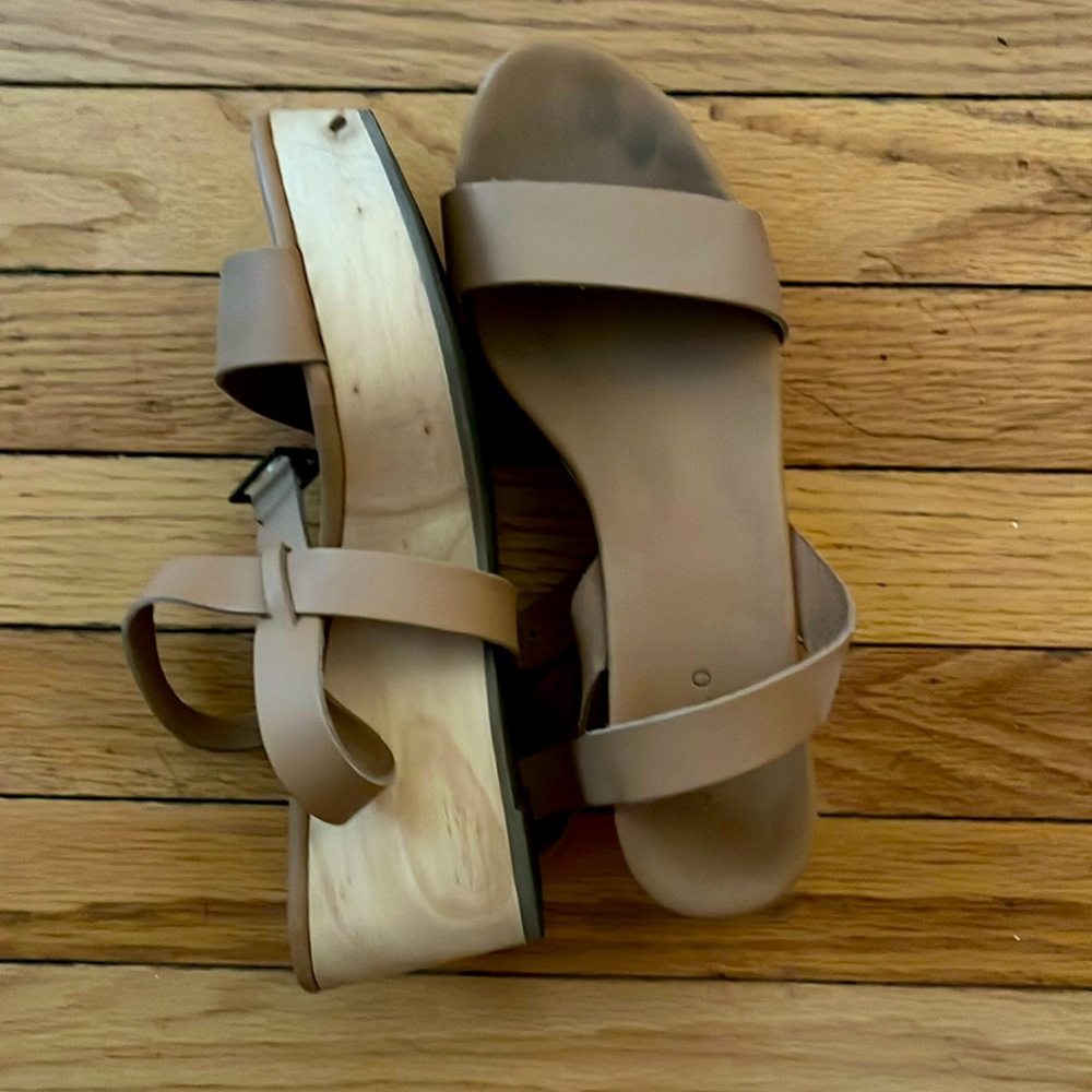 Nisolo Tan Leather Ankle Strap platform sandals size 38